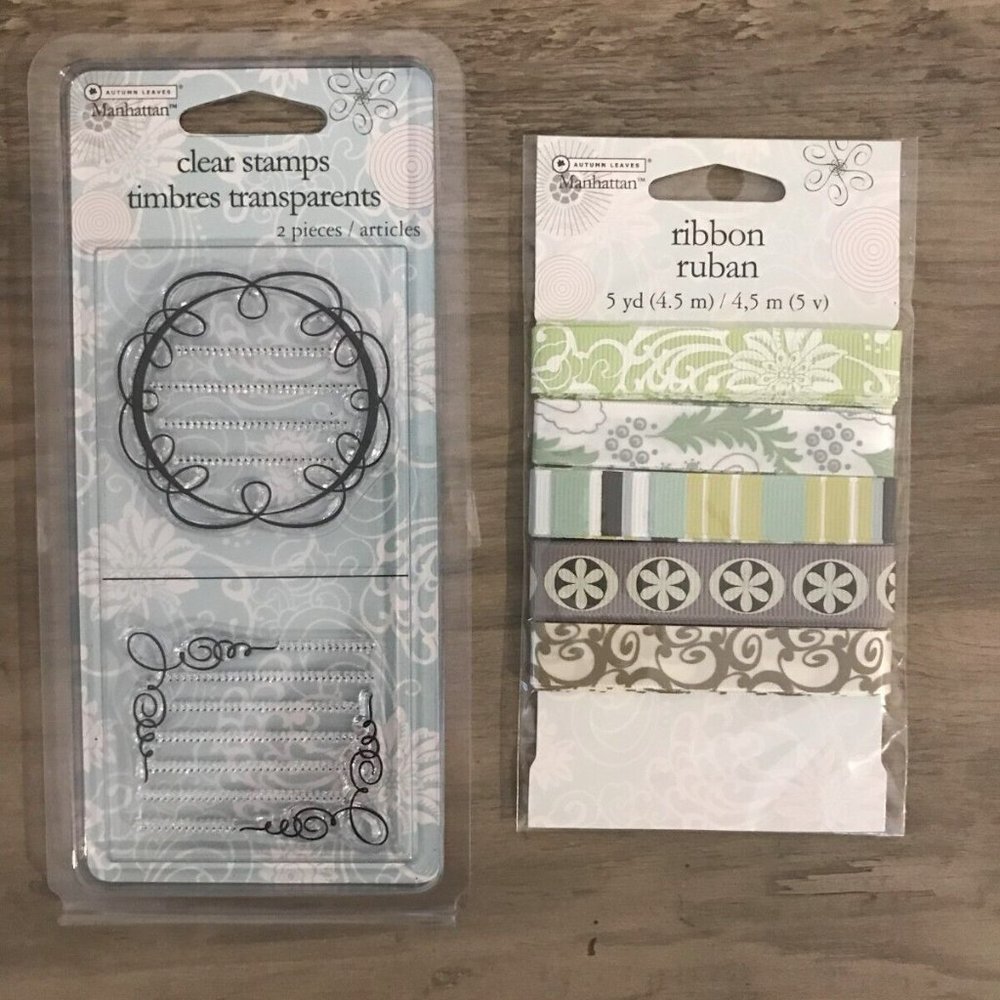 Autumn Leaves Manhattan Chipboard Stickers, Cardstock Panel, Stamps & Ribbon - Picture 4 of 4